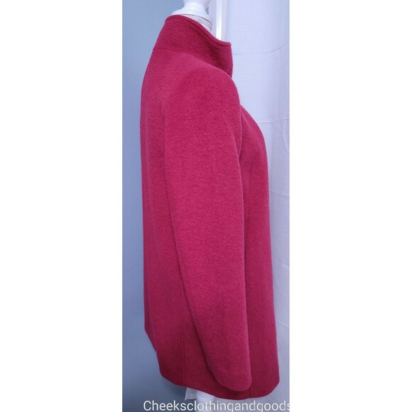 LOFT Ann Taylor "Cherry Jam" Wooly Funnel Neck Moto Zip Soft Coat size XS - Picture 6 of 8